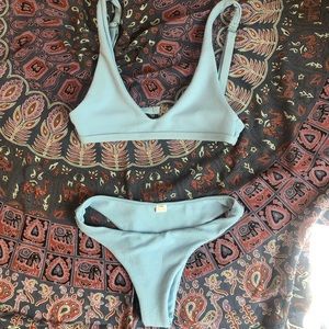 zaful light blue bikini top and bottoms.